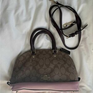 Coach Signature Brown and Pink Shoulder Bag